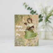 Victoriaans dansmeisje in Green St. Patrick's Day Briefkaart (Staand voorkant)