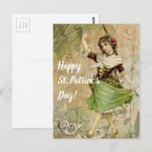 Victoriaans dansmeisje in Green St. Patrick's Day Briefkaart (Voorkant / Achterkant)