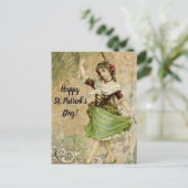 Victoriaans dansmeisje in Green St. Patrick's Day Feestdagenkaart (Staand voorkant)