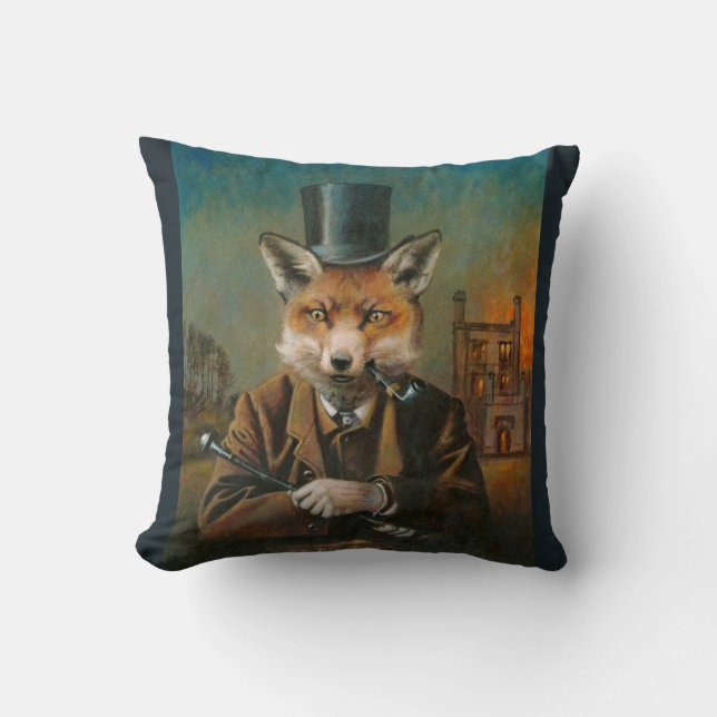 Victoriaans Dapper Fox Throw Cushion Kussen (Voorkant)