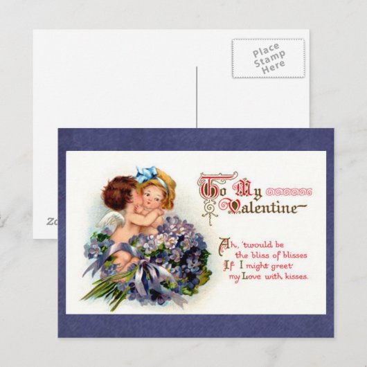 Victoriaans de Cupido's Valentijn van de Feestdagenkaart (Voorkant / Achterkant)