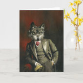 Victoriaans de heer Wolf Greetings Card Kaart (Gele Bloem)