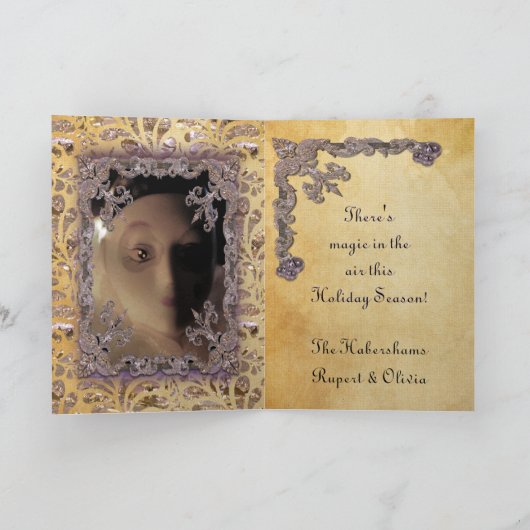 Victoriaans de Marionet van Kerstmis Feestdagen Kaart (Binnen)