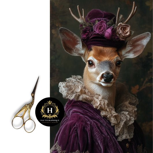 Victoriaans Deer Portrait Decoupage Tissuepapier