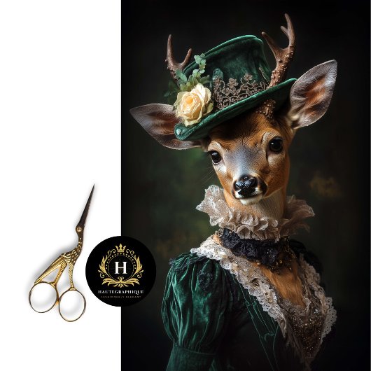 Victoriaans Deer Portrait Decoupage Tissuepapier