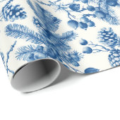 Victoriaans dennenappels en takken Toile Christmas Cadeaupapier (Rol Hoek)