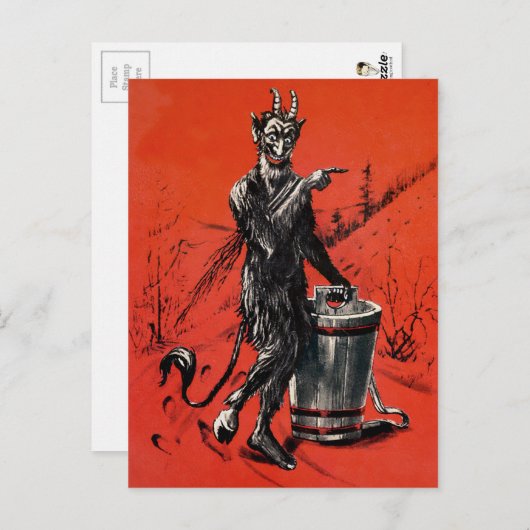 Victoriaans Devil Krampus Briefkaart (Voorkant / Achterkant)