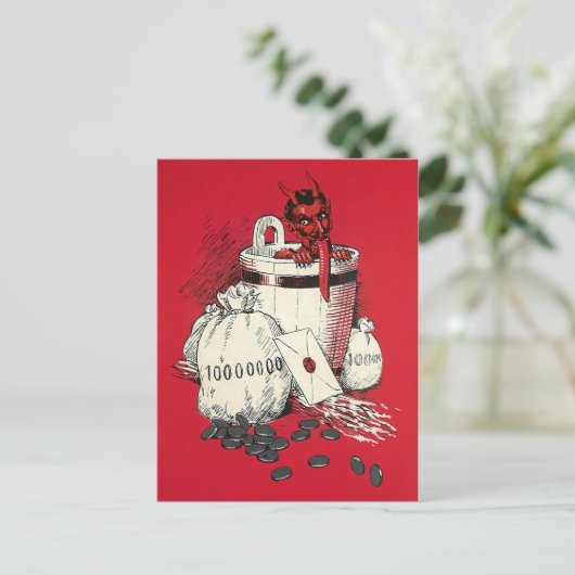 Victoriaans Devil Money Briefkaart (Staand voorkant)