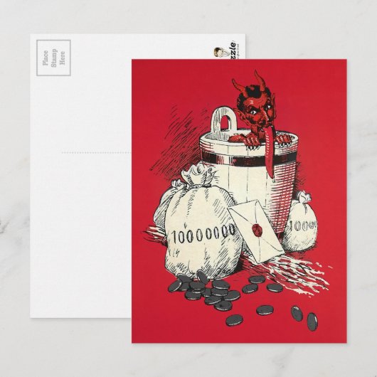Victoriaans Devil Money Briefkaart (Voorkant / Achterkant)