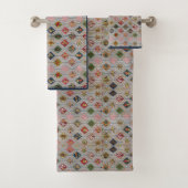 Victoriaans Diamond Quilt-stijl patroon Bad Handdoek (Insitu)
