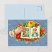 Victoriaans die-cut: moge je gelukkig zijn briefkaart (Voorkant / Achterkant)