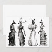 Victoriaans dieren vrouwen grappig kaart (Voorkant / Achterkant)