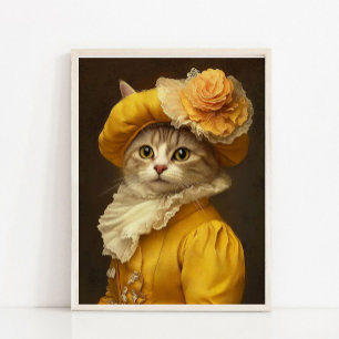 Victoriaans dierenportret, Dameskat vintage afdruk Poster
