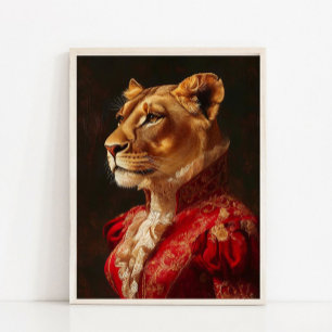 Victoriaans Dierenportret, Koninklijke Dame Leeuw Poster