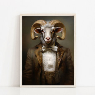 Victoriaans dierenportret, Koninklijke Ram antieke Poster
