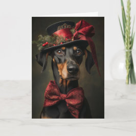 Victoriaans Doberman Christmas Feestdagen Kaart