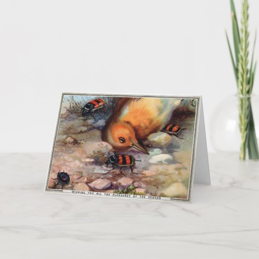 Victoriaans dode vogel met bijtende kerstkaart feestdagen kaart (Voorkant)