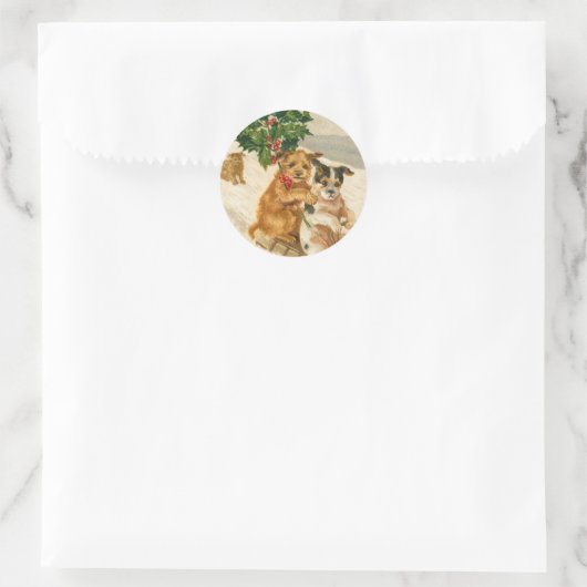 Victoriaans Dog Kerst sticker (Tas)