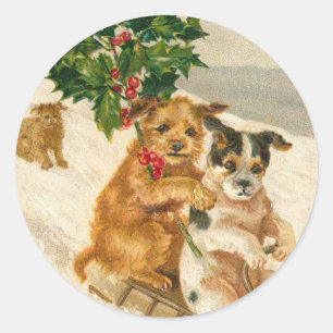Victoriaans Dog Kerst sticker