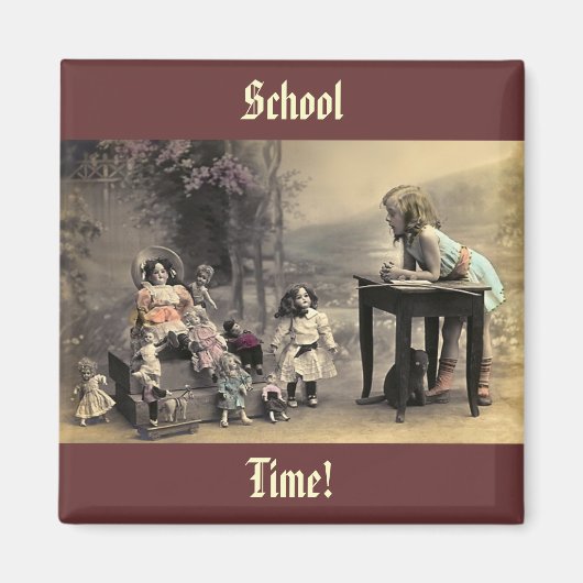  Victoriaans Dolls School Tijd Koelkast Magneet (Voorkant)