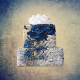 Victoriaans donkerblauw Roos Ephemera Cadeaupapier