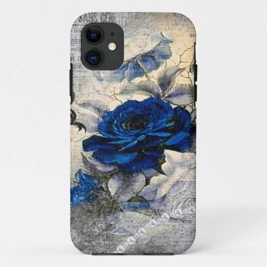 Victoriaans donkerblauw Roos Ephemera Case-Mate iPhone Case (Achterkant)