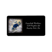 Victoriaans donkerblauw Roos Ephemera Etiket (Voorkant)