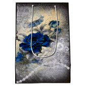 Victoriaans donkerblauw Roos Ephemera Medium Cadeauzakje (Achterkant)