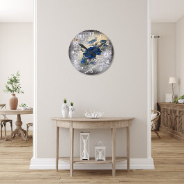 Victoriaans donkerblauw Roos Ephemera Ronde Klok