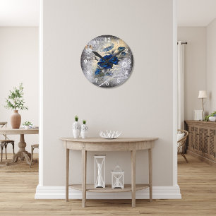 Victoriaans donkerblauw Roos Ephemera Ronde Klok