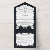 Victoriaans donkerblauwe trouwenvelop all in one uitnodiging (Binnen)