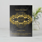 Victoriaans donkergrijs- en goudaccenten sparen de folie uitnodiging (Staand Voorkant)