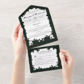 Victoriaans donkergroene trouwenvelop all in one uitnodiging (Afscheurbaar)