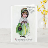 Victoriaans donning van groene St. Patrick's Day-K Kaart (Gele Bloem)