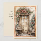 Victoriaans Door Versierd Krans Kerstmis Feestdagenkaart (Voorkant / Achterkant)