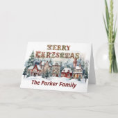 Victoriaans dorp Vrolijk kerstfeest Kaart (Voorkant)