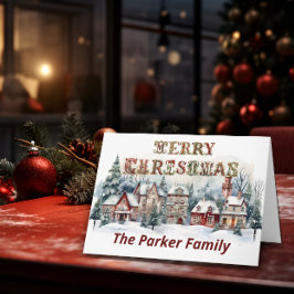 Victoriaans dorp Vrolijk kerstfeest Kaart