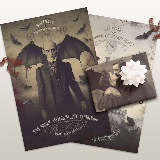 Victoriaans Dracula geïnspireerd Inpakpapier Vel