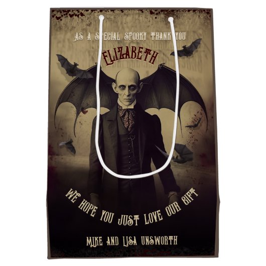 Victoriaans Dracula Gothic Halloween Medium Cadeauzakje (Achterkant)