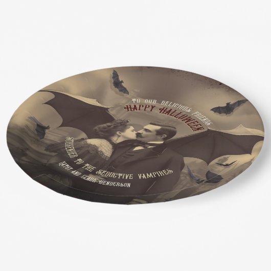 Victoriaans  Dracula Gotisch Halloween Buffet Papieren Bordje (Gekanteld)