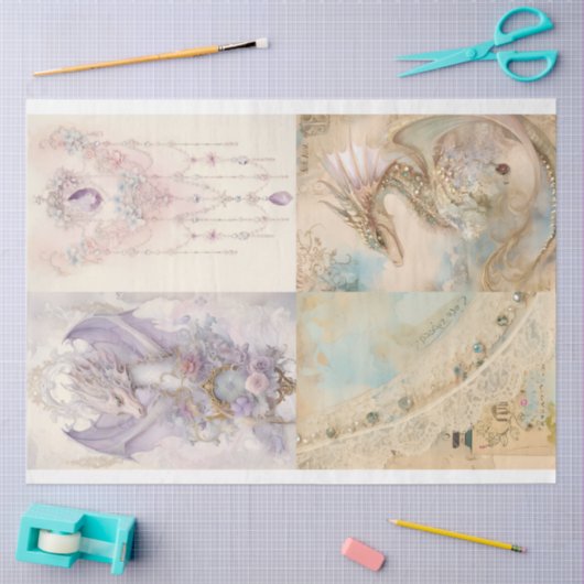 Victoriaans Dragon Series Design 11 Tissuepapier (Craft)