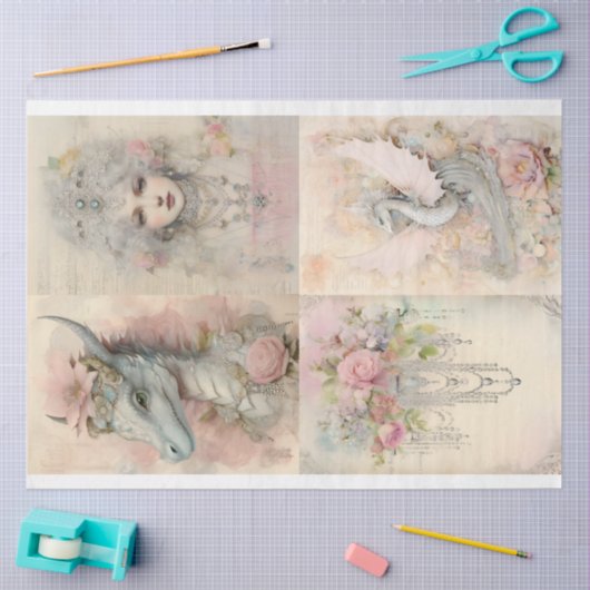 Victoriaans Dragon Series Design 12 Tissuepapier (Craft)