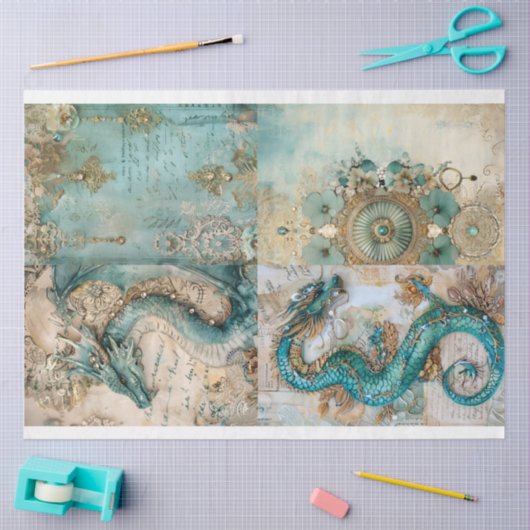 Victoriaans Dragon Series Design 3 Tissuepapier (Craft)