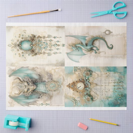 Victoriaans Dragon Series Design 4 Tissuepapier (Craft)