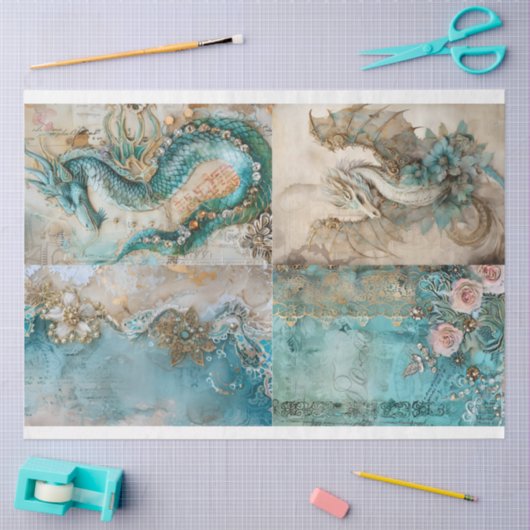 Victoriaans Dragon Series Design 6 Tissuepapier (Craft)