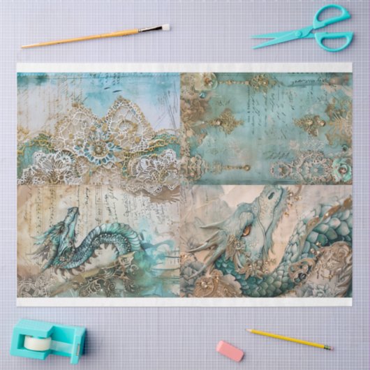 Victoriaans Dragon Series Design 7 Tissuepapier (Craft)