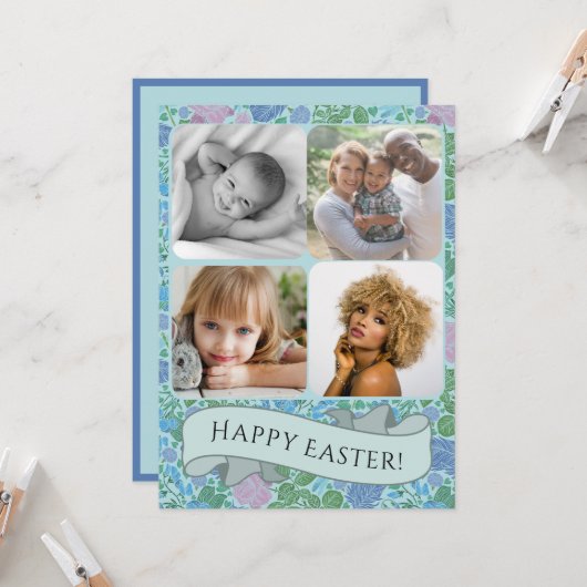 Victoriaans dragonflies Garden Muted Photo Easter Kaart (Voorkant / Achterkant in situ)