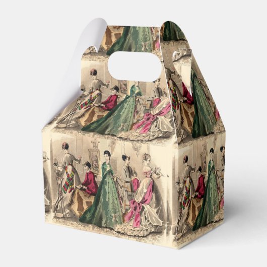 Victoriaans dress met roze box met draagtas bedankdoosjes (Voorkant Zijde)