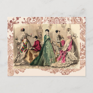 Victoriaans drukker met roze hoes briefkaart