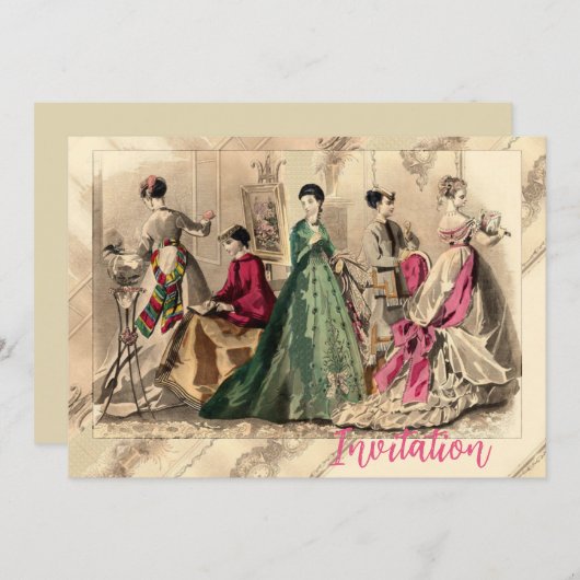 Victoriaans drukker met roze hoes kaart (Voorkant / Achterkant)